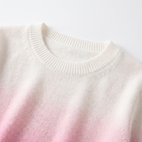 Pull en cachemire 100 % décontracté pour femme, col rond, tricoté, manches longues, motif dégradé, respirant, hiver, logo frontal