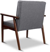 Fauteuil de salon vert olive en bois et tissu, chaise longue individuelle rembourrée en lin pour table basse
