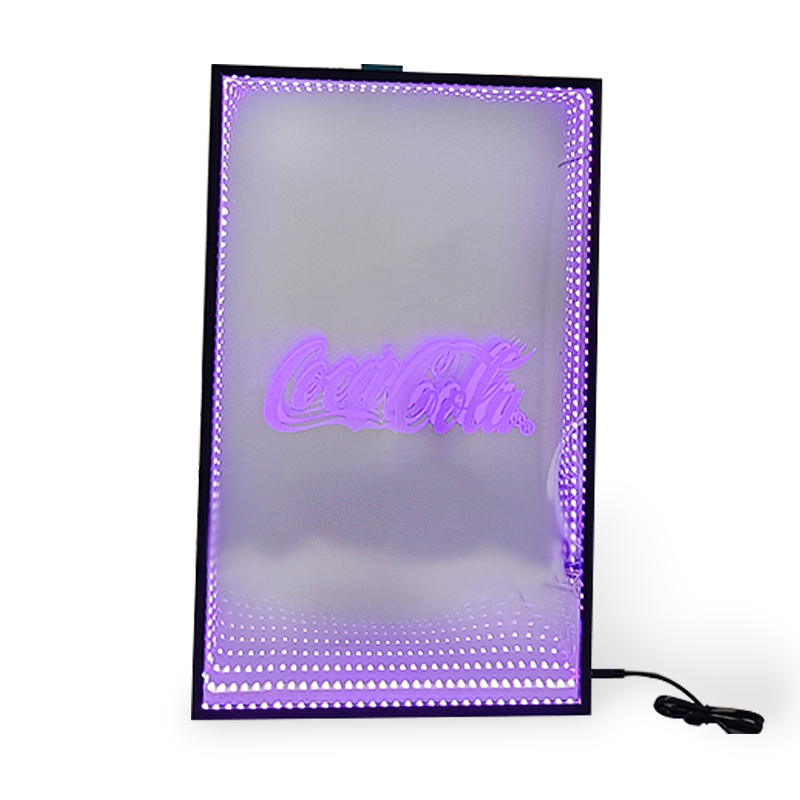 Apache Customized 3D Neon Light Advertising Box Thousand Layer Mirror Interactive Infinite Mirror Tunnel Panel for Hotels Taverns — view 2