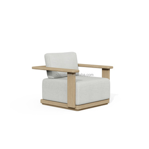 Set Divano Sezionale da Esterno per Tutte le Stagioni - Base in Teak Premium con Spessa Imbottitura in Spugna Impermeabile per Giardino, Piscina e Balcone Aperto - Product Image 5