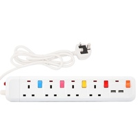 Multiprise de protection de charge norme britannique 13A, cordon d'extension 1,8 m, fiches US/UK, matériau PC/Laiton, fabricant