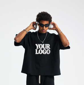 Camiseta de Corte Cuadrado de 275G, Talla Europea, Logotipo Personalizado, Fabricación al por Mayor, Camiseta Corta y Ancha de Color Sólido, Etiqueta Tejida - Product Image 3