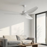 Ventilateur de plafond moderne de 52 pouces avec lumière et télécommande, 3 pales en ABS, moteur DC silencieux, bobine en cuivre, débit d'air de 4500 CFM