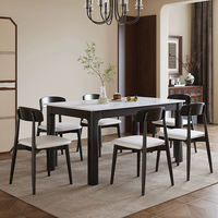 Ensemble de table à manger carrée en bois massif de style nordique moderne pour 6 personnes, table et chaises en chêne pour appartement