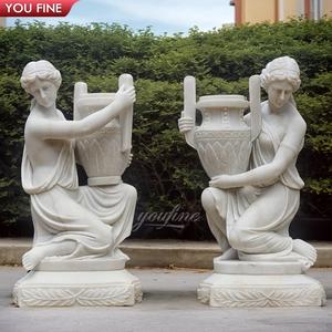 Dame extérieure en marbre de grande taille avec vase <span class=keywords><strong>Pot</strong></span> de fleurs - Product Image 1