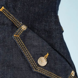 Robe sexy sans manches à taille haute en denim noir délavé avec surpiqûres dorées pour femmes - Product Image 3