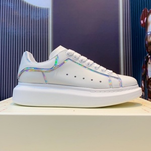 Chaussures de skate originales de marque Designer, blanches, en cuir véritable, à lacets plats, pour femmes et hommes, antidérapantes, à semelle épaisse - Product Image 4