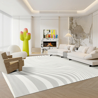 Tapis en peluche de couleur crème abstrait fabriqué à la machine moelleux non pelucheux extra épais adapté aux animaux domestiques pour la chambre à coucher moderne doux écologique