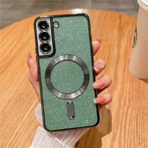Luxury Gold Glitter Magnetic Plating TPU Phone Case with Glass Lens Protection for Samsung S25 S24 S23 Ultra - Product Image 4