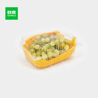 Boîte d'emballage de fruits en plastique PET rectangulaire personnalisée Raisins jetables Conteneur à clapet Vernissage Carré Blister Alimentaire