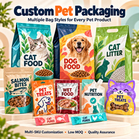 Sachet d'emballage personnalisé pour aliments pour animaux de compagnie avec fermeture éclair, fond plat, pour croquettes, friandises et snacks pour chiens, avec fenêtre