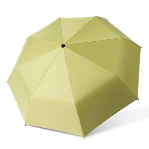 Parapluie pliant manuel compact anti-UV en pongé, personnalisé, avec poignée en bois, 8 baleines, 3 sections, pour cadeaux d'affaires - Product Image 2