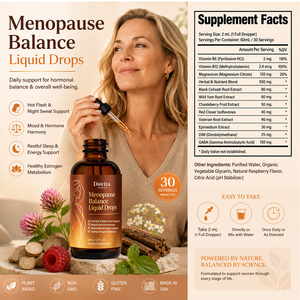 Vente en gros de gouttes liquides pour la ménopause, marque privée OEM, pour femmes, soulagement naturel des troubles du cycle menstruel, soutien hormonal, 60 ml - Product Image 2