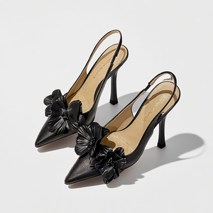 Sandalias de tacón de aguja ultra alto negras de moda para boda, estilo sexy y cómodo con punta poco profunda para verano 2025 de Ms. Shang - Product Image 1