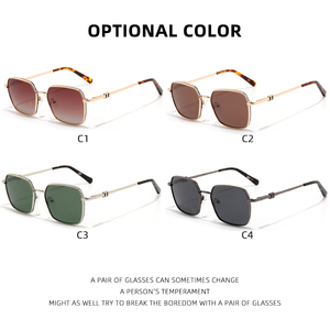 Lunettes de <span class=keywords><strong>soleil</strong></span> rétro unisexes à thé avec monture carrée en métal et verres en <span class=keywords><strong>verre</strong></span> Lunettes de <span class=keywords><strong>soleil</strong></span> carrées de créateur - Product Image 6