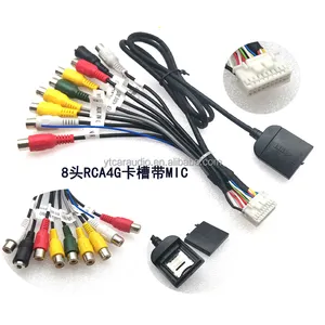 Kabel Mobil Adaptor, Multi Fungsi Kabel Output RCA Kabel Aux-In Adapter 3.5MM Female AV MIC Line untuk Kepala Mobil Unit CD Player