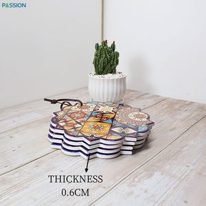 بيع بالجملة مثمنة الشكل إيطالية سيراميك تريفيت إسبانية وسادة سيراميك مع إيفا دعم مفرش سيراميك - Product Image 3