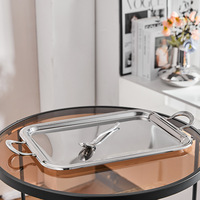 Service à thé/café en acier inoxydable style nordique, comprenant théière, pot à lait, sucrier et plateau – Ornements décoratifs pour la maison