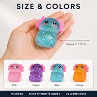 Mainan Sensorik Fidget Lucu Penghilang Stres Southpeak USA Warehouse Squeeze Stretch Glitter Axolotl Squishy Holographic Sequin 4 Warna