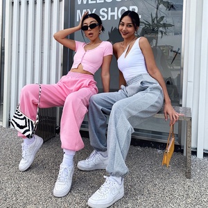 Vente en gros <span class=keywords><strong>Pantalon</strong></span> de survêtement multicolore taille haute <span class=keywords><strong>Pantalon</strong></span> de jogging de couleur unie de sport décontracté pour femmes - Product Image 1