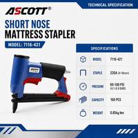 ASCOTT 7116-421 Agrafeuse pneumatique pour tapisserie 22GA, agrafeuse industrielle pour meubles, certifiée CE, grapadora