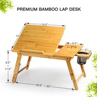 Combohome Bureau d'ordinateur portable, table de petit-déjeuner pliable avec plateau inclinable à 5 angles, support réglable en hauteur avec filet de rangement