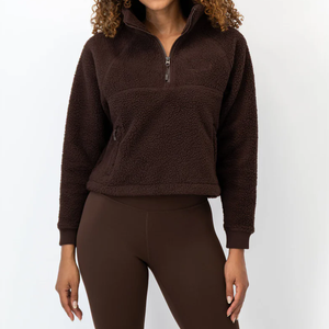 Manufacturer Factory Price <strong>Women's</strong> Fuzzy Fleece Hoodies Sweatshirt <strong>Snuggle</strong> <strong>Hoodie</strong> Blanket OEM Warm 1/4 Zip <strong>Women</strong> Casual Jacket - Product Image 4