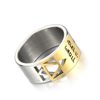 Yiwu Aceon Edelstahl Priester Segen Gold und Silber Davidstern Neueste Herren breit gestempelt hebräischen Text Ring