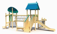 Massief Houten Kinderen Klein Formaat Houten Multi-Play Set Commerciële Buitenspeeltoestellen Speelzone
