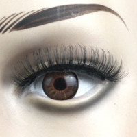 HITOMI QK40 Faux cils russes faits à la main pour un volume intense, longs et épais, avec tige en coton noir