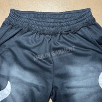 Pantalon évasé en coton personnalisé pour homme, avec broderie effet flamme et patch appliqué, style survêtement évasé pour homme