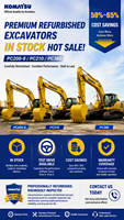 Excavatrice sur chenilles Komatsu PC210-11M0 d'occasion de 21 tonnes, prête à être expédiée, avec composants Kawasaki, faible nombre d'heures, stock disponible