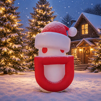 Bonhomme de neige gonflable géant d'extérieur avec chapeau et barbe de Père Noël, personnage gonflable de Noël personnalisé pour la décoration des centres commerciaux et des jardins en période des fêtes