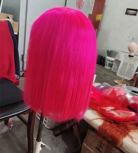 <span class=keywords><strong>Perruque</strong></span> courte <span class=keywords><strong>rose</strong></span> <span class=keywords><strong>fluo</strong></span> en dentelle frontale, pré-épilée, en cheveux humains, avec ligne de cheveux naturelle, pour femmes, usage quotidien, fête, cosplay - Product Image 4