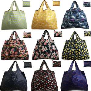 Sac de courses écologique pliable en nylon 190T, sac en plastique à carreaux en polyester réutilisable - Product Image 2