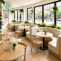 Ensemble de table et de chaises carrées en bois élégantes pour restaurant commercial Ron Group, sièges rembourrés en tissu, mobilier de café