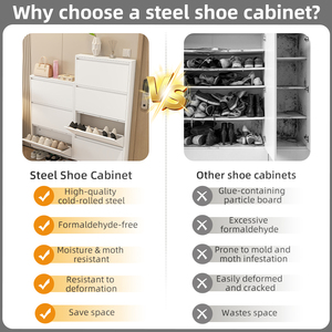 Large Capacity Slim Shoe Shelf with Anti-Slip Handle for Home & Apartment Wall-Mounted Steel Shoe <b>Rack</b> for Entryway& Hallway - Product Image 6