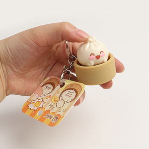 Juguete de descompresión de plástico, llavero de simulación de bolsa pequeña, llavero de bolsa de vapor, colgante divertido, llavero de dumpling blandito, juguetes al por mayor - Product Image 4