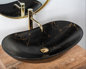 Cuba de Louça de Alto Padrão em Cerâmica e Mármore para Banheiro Lavabo Bancada Pia de Mão - Product Image 5
