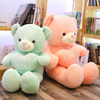Jouets animaux Ours en peluche avec coeur Ours en peluche Love You Soft Companion Doll Cadeaux de la Saint-Valentin Peluche unisexe Teddybear/