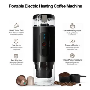 מכונת קפה מיני נייד אוטומטי לחלוטין מכונת קפה 12 ליתיום מזון כיתה פלסטיק ננו לחץ קפה