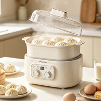 Marmite Électrique Multifonctionnelle à Double Cuve Intérieure, Cuisson à la Vapeur et à la Mijoteuse Simultanées, Contrôle Numérique, Cuiseur Vapeur en Céramique pour la Maison