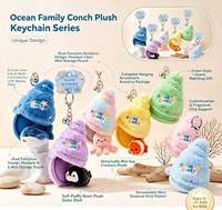 Gantungan Kunci Boneka Bentuk Kerang, Dompet Resleting, Boneka Mini Hewan Laut Lepas Pasang, Seri Lautan, Aksesoris Tas, Grosir