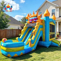 Structure gonflable avec double toboggan, combo gonflable commercial en PVC pour location d'événements, fêtes d'anniversaire et jeux en extérieur