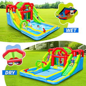 Надувной аквапарк с двумя горками, вентилятором, тентом-шатром, батутом, <span class=keywords><strong>2</strong></span> скалодромами и 3 водными бассейнами - Product Image 5
