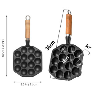 Panci pemanggang kue Jepang, besi cor minyak pra-bumbu, pembuat Escargot Takoyaki - Product Image 5