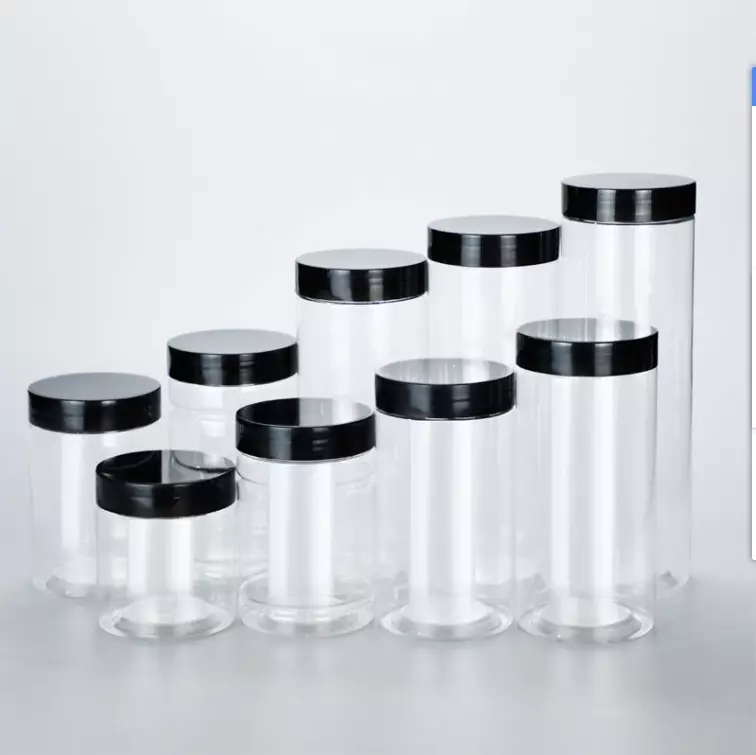 Lot 5 Bouteilles Plastique 1000 ML PE-HD Avec Bouchons Noirs - Carrées + Étiquettes