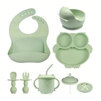 IStapromo Gifts – Ensemble de vaisselle pour enfants : bavoir absorbant, plateau, bol et fourchette pour bébé