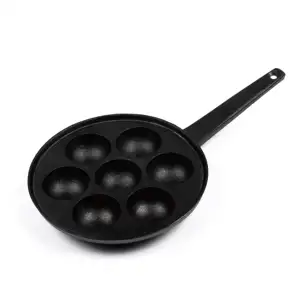 Wholesale Good Quality Cast Iron 7 Holes baking pan Japanese Takoyaki Pan with handle