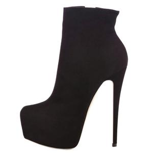 XINZI RAIN Bottes en cuir pour femmes personnalisées Bottes mode pour femmes à talons hauts et fines en daim de couleur unie noires à fermeture éclair latérale - Product Image 1